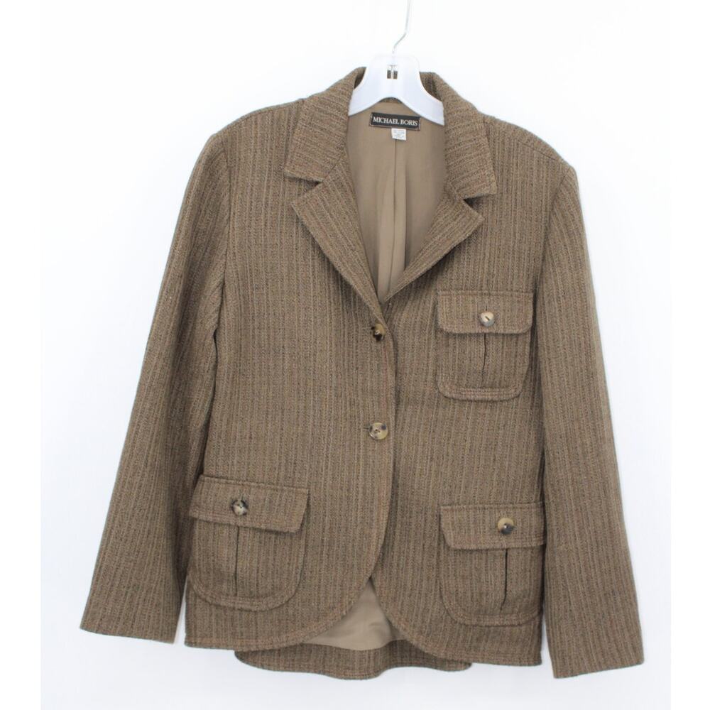 VTG Michael Boris brown Wool blazer tweed Womens